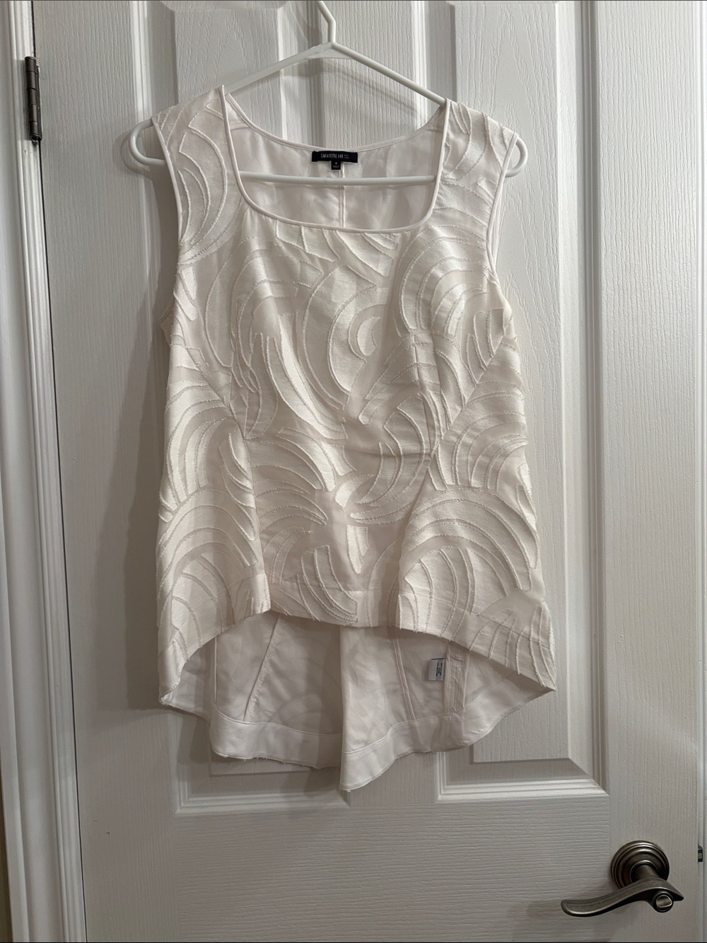 Talbots Cream Textured Sleeveless High-Low Dress